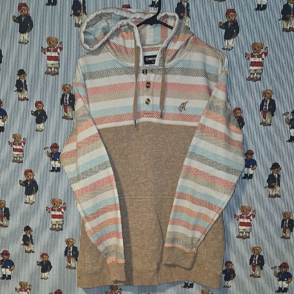Hooey"Jimmy" Tan w/ Multi Color Serape Hoody Medium - Picture 1 of 16